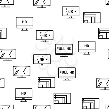 Computer Pc Monitor Vector Seamless Pattern Thin Line Illustration