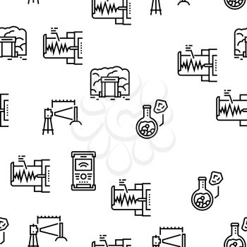Geology Researching Vector Seamless Pattern Thin Line Illustration