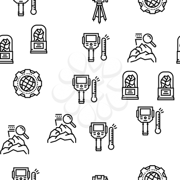 Geology Researching Vector Seamless Pattern Thin Line Illustration