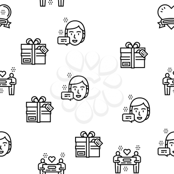 Thank You Day Holiday Vector Seamless Pattern Thin Line Illustration