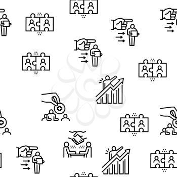 Business Situations Vector Seamless Pattern Thin Line Illustration