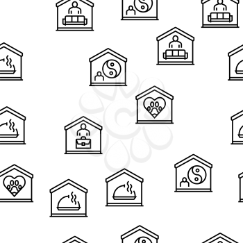 Home Training Course Vector Seamless Pattern Thin Line Illustration