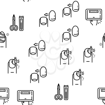 Manicure And Pedicure Vector Seamless Pattern Thin Line Illustration