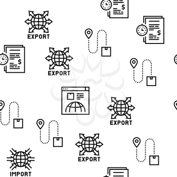 Export Import Logistic Vector Seamless Pattern Thin Line Illustration