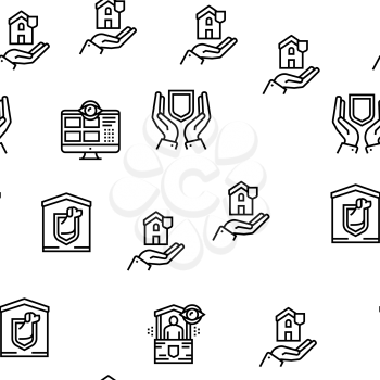 Home Security Device Vector Seamless Pattern Thin Line Illustration