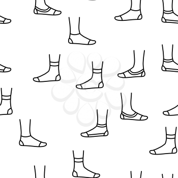 Socks Fabric Accessory Vector Seamless Pattern Thin Line Illustration