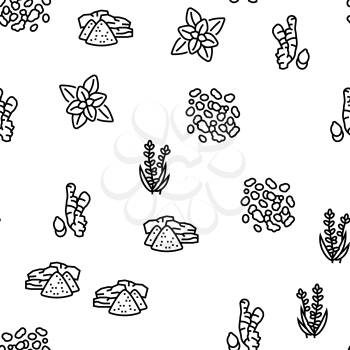 Aromatherapy Herbs Vector Seamless Pattern Thin Line Illustration