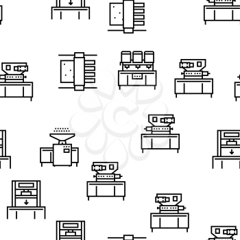 Chocolate Production Vector Seamless Pattern Thin Line Illustration