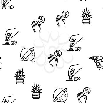 Hobby Leisure Time Vector Seamless Pattern Thin Line Illustration