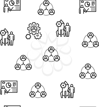 Coworking Service Vector Seamless Pattern Thin Line Illustration