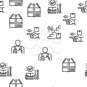 Mover Express Service Vector Seamless Pattern Thin Line Illustration