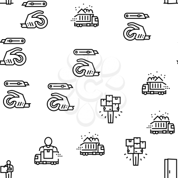 Mover Express Service Vector Seamless Pattern Thin Line Illustration