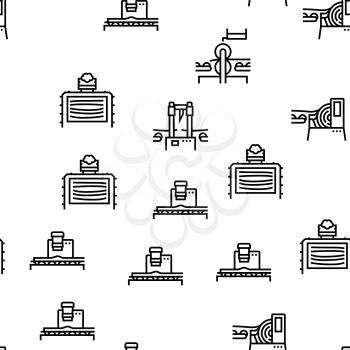 Plywood Production Vector Seamless Pattern Thin Line Illustration