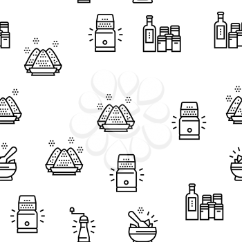 Spice Condiment Herb Vector Seamless Pattern Thin Line Illustration
