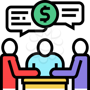 shareholders business meeting and discussion color icon vector. shareholders business meeting and discussion sign. isolated symbol illustration