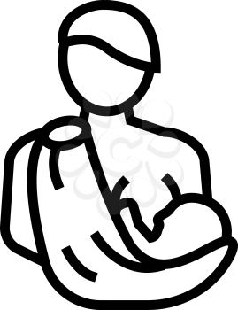 mother feeding newborn baby line icon vector. mother feeding newborn baby sign. isolated contour symbol black illustration