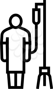 patient with dropper line icon vector. patient with dropper sign. isolated contour symbol black illustration