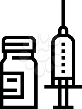 syringe anesthesia and ampoule line icon vector. syringe anesthesia and ampoule sign. isolated contour symbol black illustration
