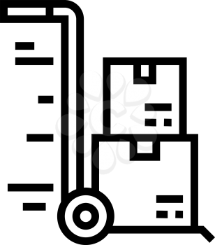 warehouse cart parcels free shipping line icon vector. warehouse cart parcels free shipping sign. isolated contour symbol black illustration