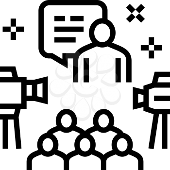 meeting and conference line icon vector. meeting and conference sign. isolated contour symbol black illustration