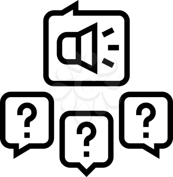 responses to media inquiries line icon vector. responses to media inquiries sign. isolated contour symbol black illustration