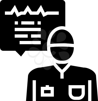 anesthesiologist monitoring heart rate glyph icon vector. anesthesiologist monitoring heart rate sign. isolated contour symbol black illustration