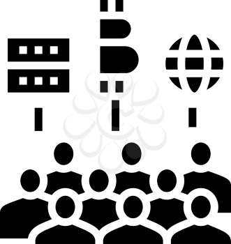 international digital currency conference glyph icon vector. international digital currency conference sign. isolated contour symbol black illustration