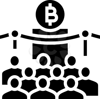 presentation bitcoin glyph icon vector. presentation bitcoin sign. isolated contour symbol black illustration