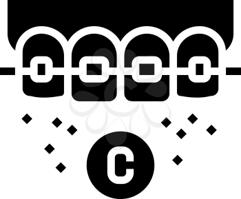 ceramic material tooth braces glyph icon vector. ceramic material tooth braces sign. isolated contour symbol black illustration