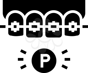 plastic material tooth braces glyph icon vector. plastic material tooth braces sign. isolated contour symbol black illustration