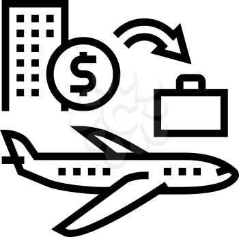 transport and business trip benefits line icon vector. transport and business trip benefits sign. isolated contour symbol black illustration