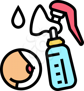 pumpking milk with breast pump color icon vector. pumpking milk with breast pump sign. isolated symbol illustration