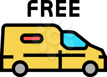 van transportation free shipping color icon vector. van transportation free shipping sign. isolated symbol illustration