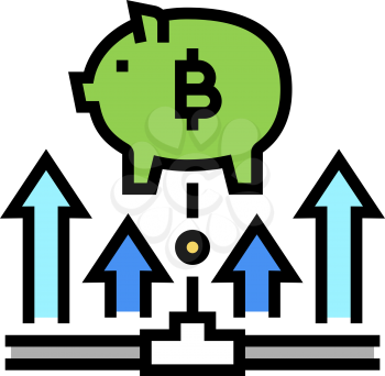 fundraising digital coin ico color icon vector. fundraising digital coin ico sign. isolated symbol illustration