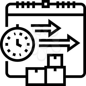 time delivery procurement line icon vector. time delivery procurement sign. isolated contour symbol black illustration