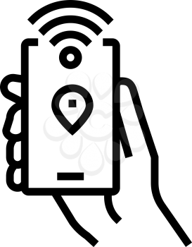smartphone with rfid nfc technology line icon vector. smartphone with rfid nfc technology sign. isolated contour symbol black illustration