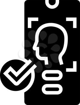 smartphone unblocked with face id glyph icon vector. smartphone unblocked with face id sign. isolated contour symbol black illustration