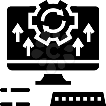 computer optimize glyph icon vector. computer optimize sign. isolated contour symbol black illustration