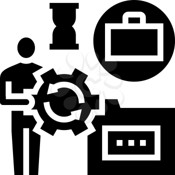 businessman work optimize glyph icon vector. businessman work optimize sign. isolated contour symbol black illustration