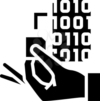 programming rfid chip glyph icon vector. programming rfid chip sign. isolated contour symbol black illustration