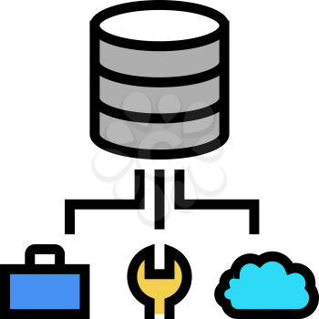 business, fix and cloud storage digital processing color icon vector. business, fix and cloud storage digital processing sign. isolated symbol illustration