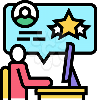 human readinf review in internet and crowdsoursing color icon vector. human readinf review in internet and crowdsoursing sign. isolated symbol illustration
