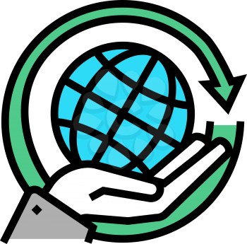 global energy saving color icon vector. global energy saving sign. isolated symbol illustration