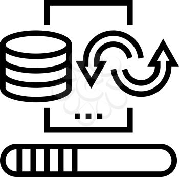 data cleaning digital processing line icon vector. data cleaning digital processing sign. isolated contour symbol black illustration