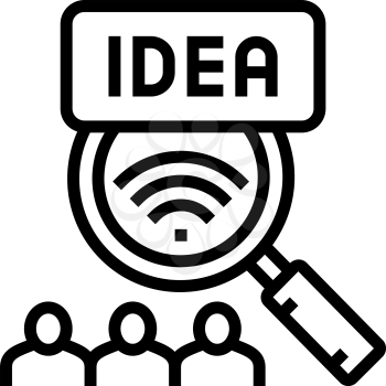 idea of crowdsoursing line icon vector. idea of crowdsoursing sign. isolated contour symbol black illustration