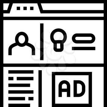 internet advertise and crowdsoursing line icon vector. internet advertise and crowdsoursing sign. isolated contour symbol black illustration