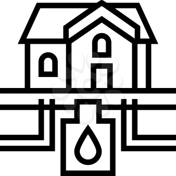 house drainage system and water storage line icon vector. house drainage system and water storage sign. isolated contour symbol black illustration