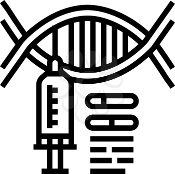 syringe molecular genetic line icon vector. syringe molecular genetic sign. isolated contour symbol black illustration