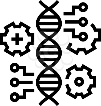 molecule genetic characteristics line icon vector. molecule genetic characteristics sign. isolated contour symbol black illustration