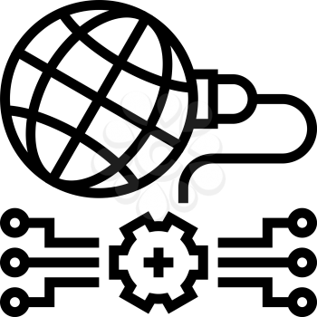 global electric energy saving line icon vector. global electric energy saving sign. isolated contour symbol black illustration